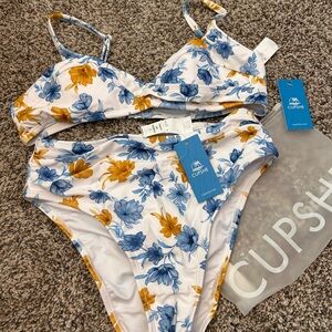 Cupshe Floral Bikini - Blue and Yellow